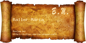 Baller Mária névjegykártya